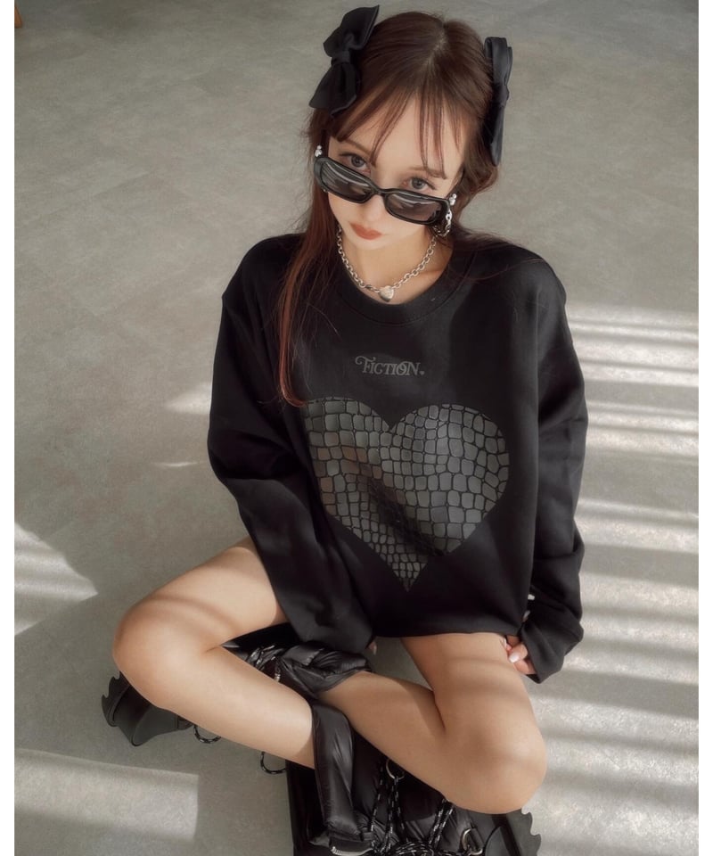 クロコハートスウェットトップ / Croco Heart Sweat Top | FICTIO...