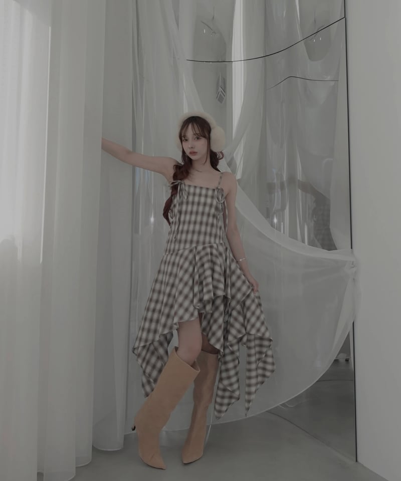 Mocha】レイヤードチェックワンピース / Layered Check Dress | F