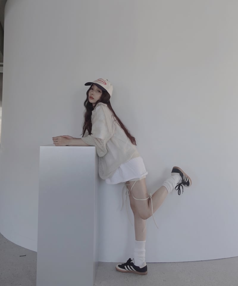 IceWhite】ショルダーリボンモヘアニット/Shoulder Ribbon Mohair
