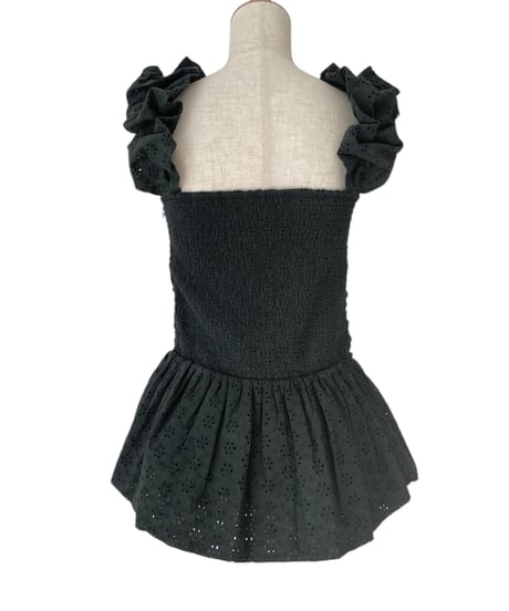 【Black】コットンレーストップ(+ビッグシュシュ）/ CottonLace Top(+BigSHUSHU)