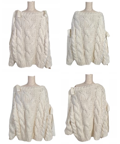 ハンドニッティングケーブルリボンニット/Hand-knitted Cable Ribbon Knit