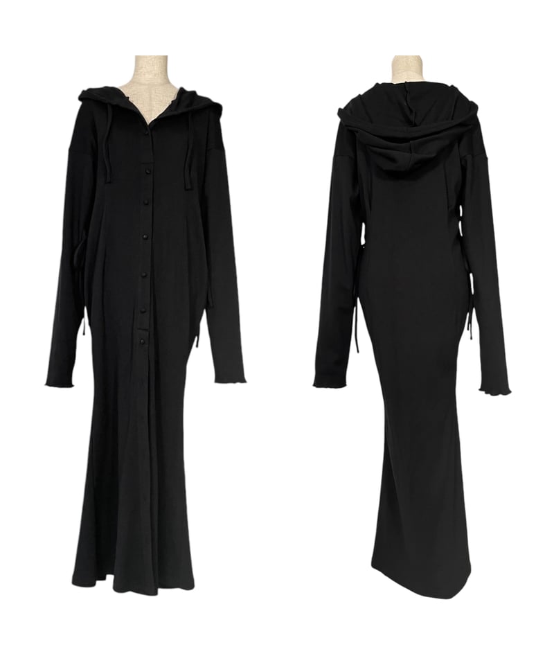 フードロングワンピース/Hooded Long One-Piece | FICTION TOK