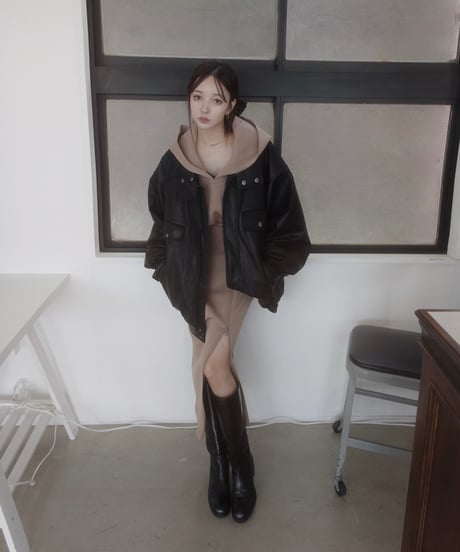 ウォッシュレザーブルゾン /Faux Leather Blouson