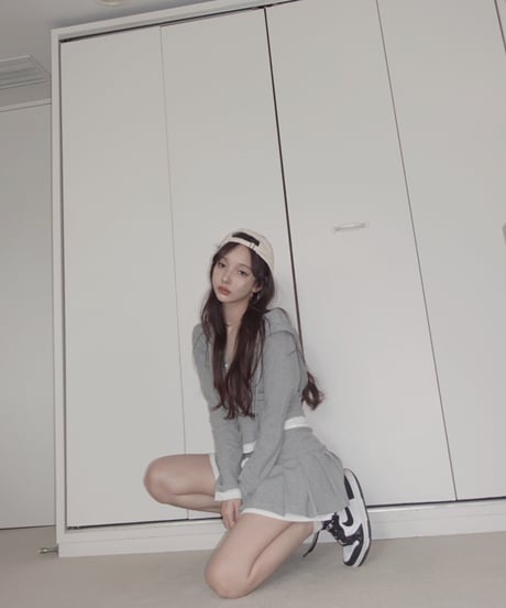 【LightGray】レイヤードフードトップス / Layered Hood Top