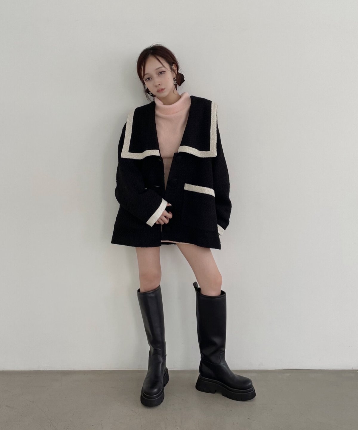 ウェストリボンニットチュニックワンピース /Waist Ribbon Knit ウェストリボンニットチュニックワンピース /Waist Ribbon Knit