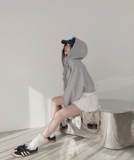 【Gray】ハートジップアップフーディー /Heart Zip-up Hoodie