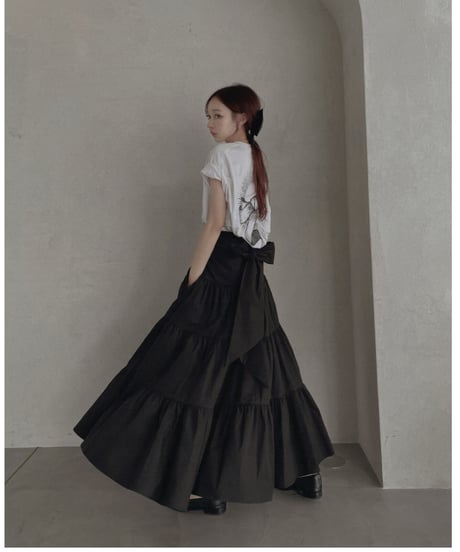 バックリボンティアードスカート /Back Ribbo Tiered Skirt