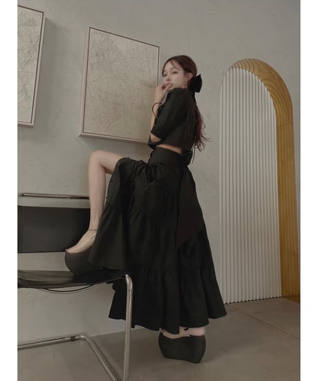 バックリボンティアードスカート /Back Ribbo Tiered Skirt