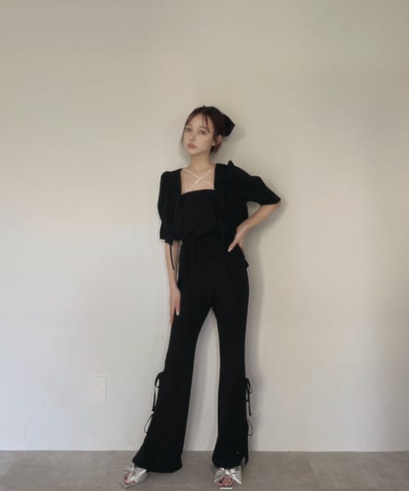 フリルヘムクロップドリボンカーディガン /Frill Hem Cropped Ribbon Cardigan