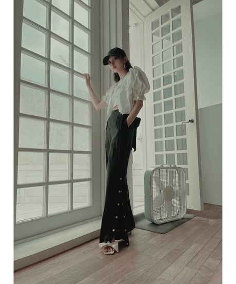 バックリボンサイドスリットパンツ　Back Ribbon Side Slit Pants