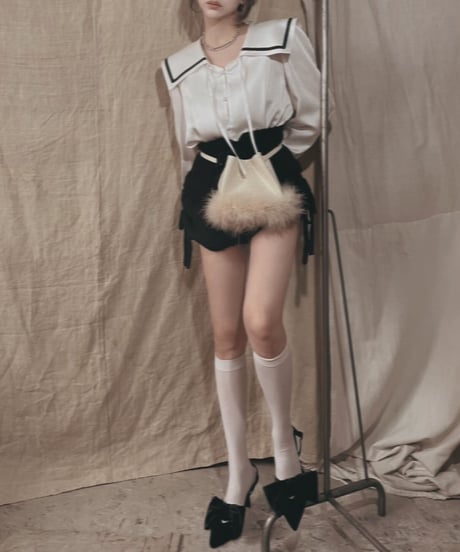 サイドリボンニットショートパンツ / Side Ribbon Knit Short Pants