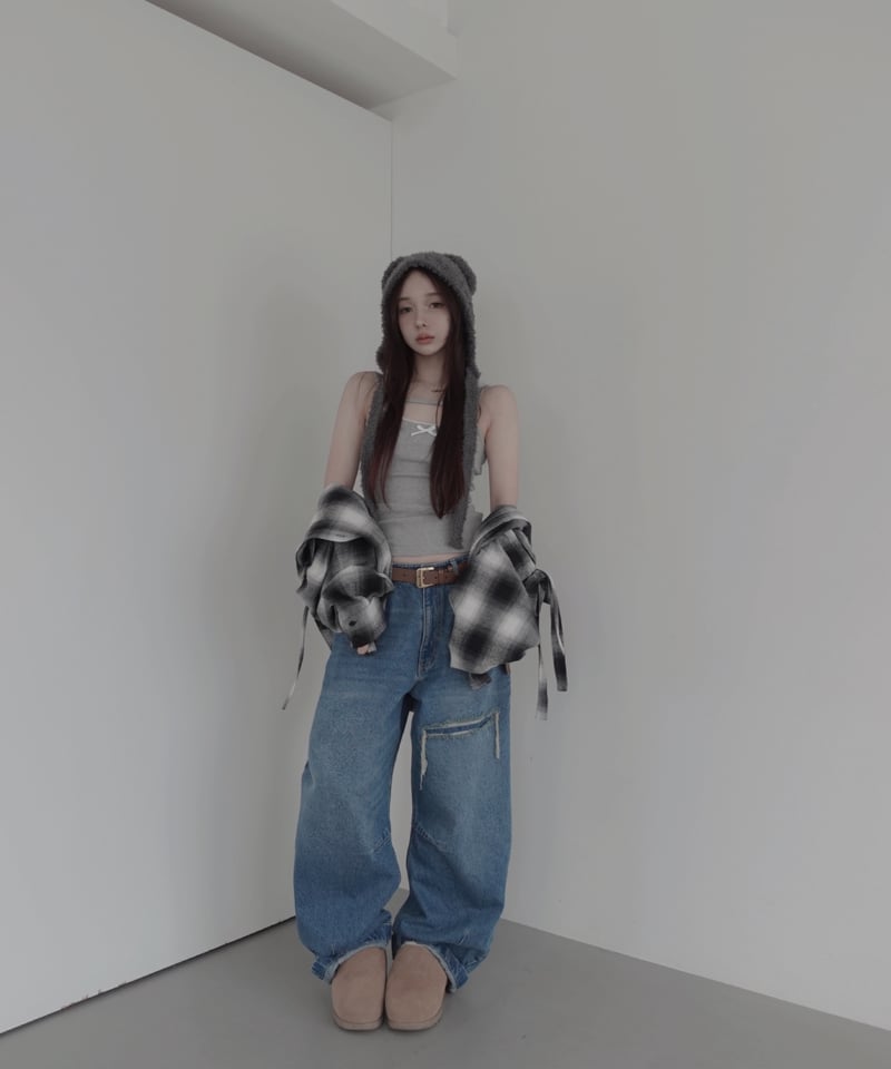 Y*i様 Side Cutting Hooded Shirts fiction Check】サイドカットフードシャツ/Side Cutting Hooded Shirts