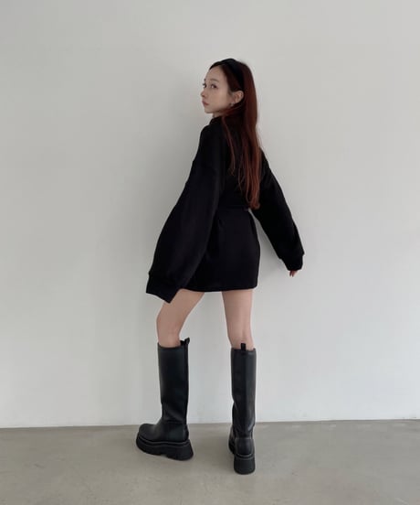 ウェストリボンニットチュニックワンピース /Waist Ribbon Knit Tunic One-piece
