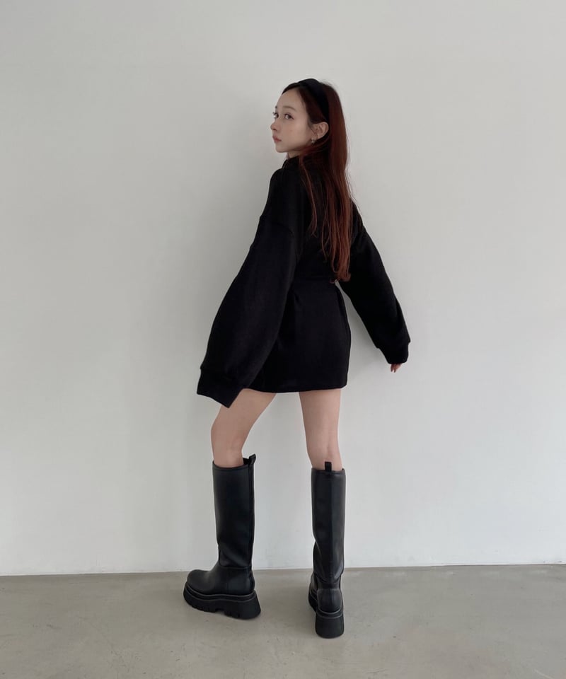 ウェストリボンニットチュニックワンピース /Waist Ribbon Knit Tunic O...