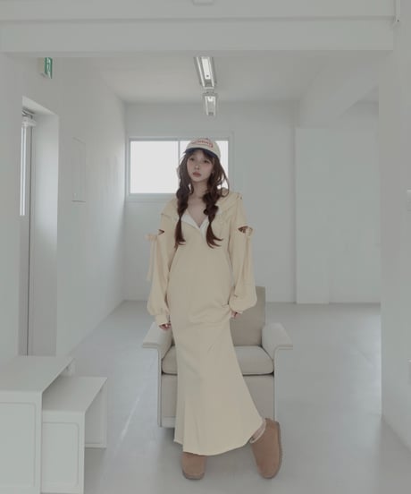 ラガースウェットフードワンピース/Rugger Collar Sweat Hoodie Dress
