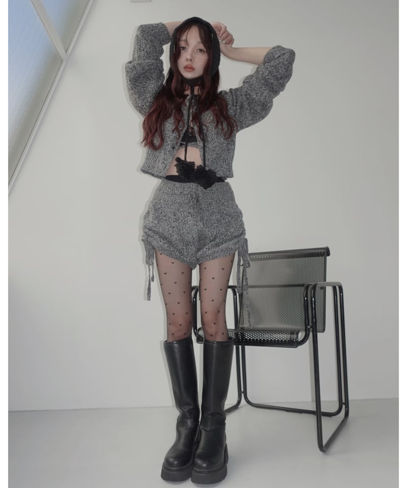 サイドリボンニットショートパンツ /Side Ribbon Knit Short サイドリボンニットショートパンツ /Side Ribbon Knit Short
