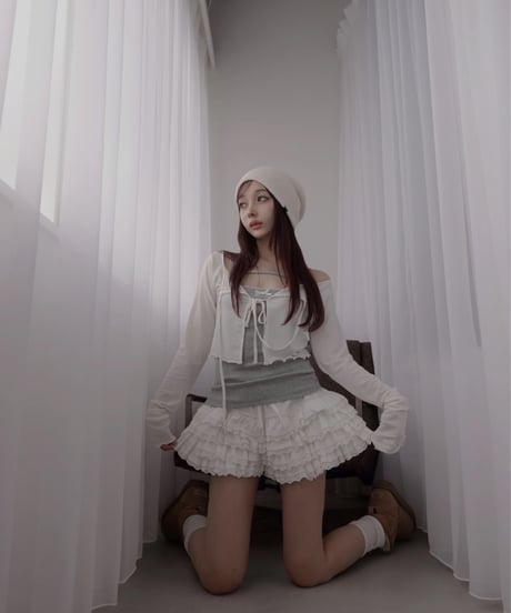 フリルヘムリボンカーディガン(リボンキャミセット) / Frill Hem Ribbon Cardigan(+Ribbon Camisole)