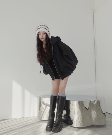 【Black】ハートジップアップフーディー /Heart Zip-up Hoodie
