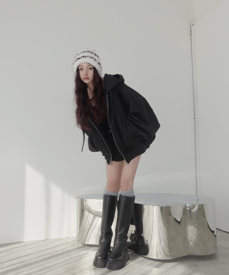 ちょこすけ♡ジップアップフーディ Black】ハートジップアップフーディー /Heart Zip-up Hoodie | FI