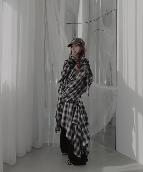 【Black】レイヤードチェックワンピース / Layered Check Dress