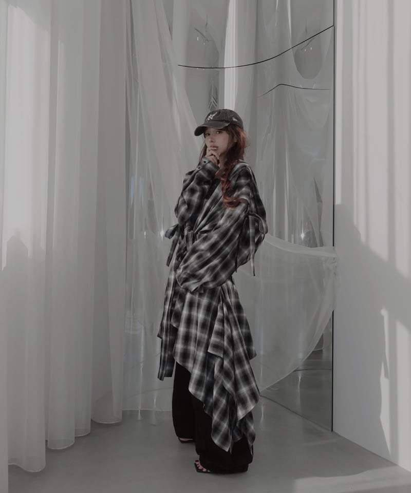 Black】レイヤードチェックワンピース / Layered Check Dress | F