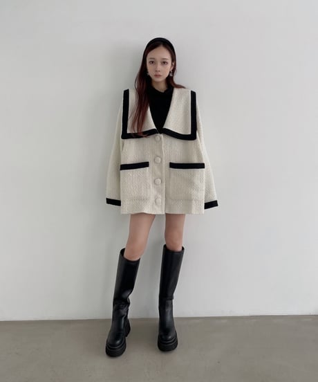 ウェストリボンニットチュニックワンピース /Waist Ribbon Knit Tunic One-piece
