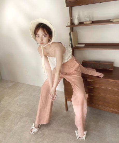 バックリボンサイドスリットパンツ /Back Ribbon Side Slit Pants