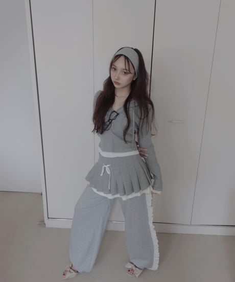 【LightGray】レイヤードプリーツスカート/Layered Pleats Skirt