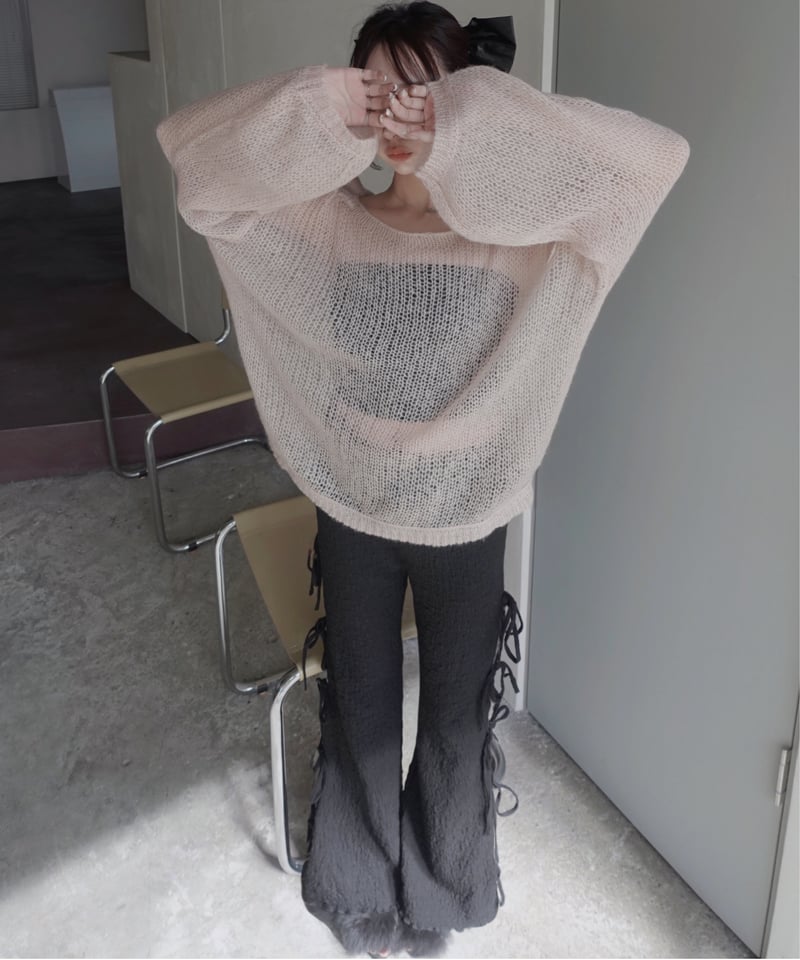 サイドリボンフレアパンツ / Side Ribbon Flare Pants | FICTIO