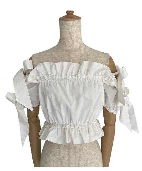 ショルダーダブルリボントップス / Shoulder Double Ribbon Top