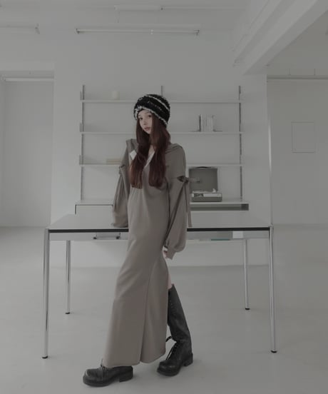 ラガースウェットフードワンピース/Rugger Collar Sweat Hoodie Dress