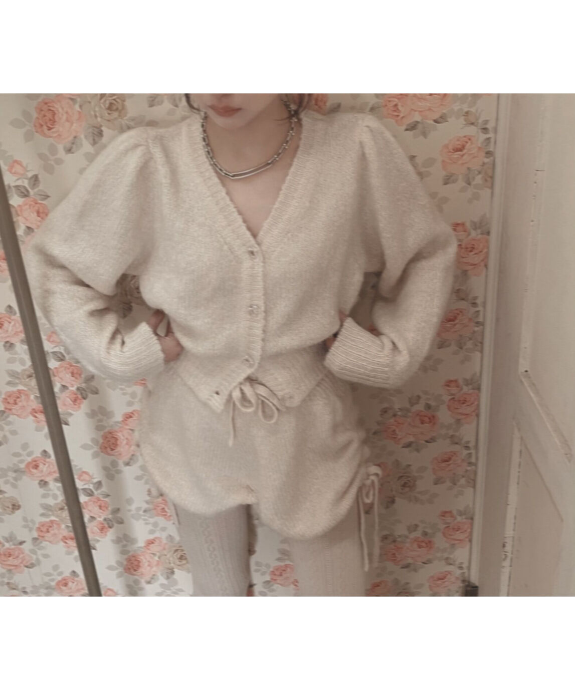 fiction tokyo＊新品フロントクロスニットカーディガン(アイボリー) フロントクロスニットカーディガン / Front Cross Knit Cardigan |