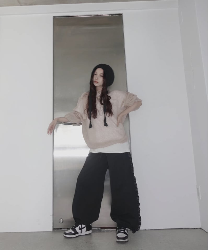 BabyPink】ショルダーリボンモヘアニット/Shoulder Ribbon Mohair