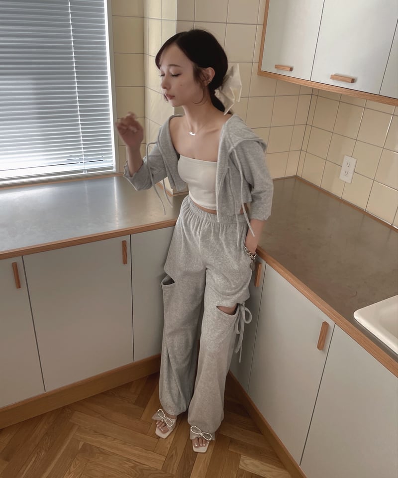 パイルクロップドフードカーディガン /Pile Cropped Hood Cardigan |