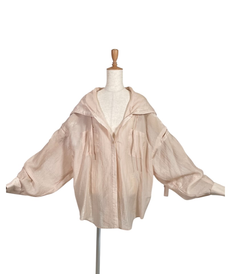 Sheer Peach】サイドカットフードシャツ/Side Cutting Hooded S