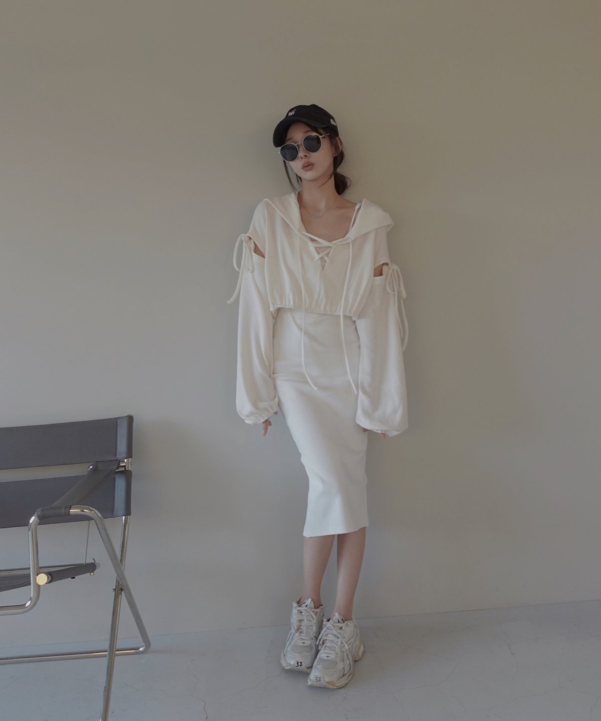 Basic Collection】リブキャミソールスリットワンピース-Long- /Rib