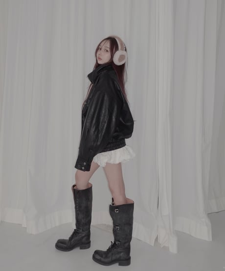 ウォッシュレザーブルゾン /Faux Leather Blouson