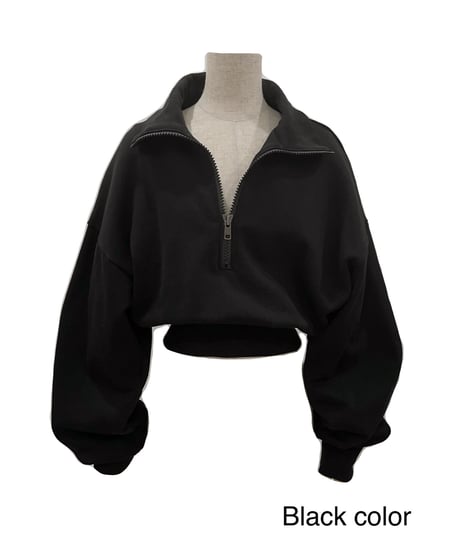 ハーフジップアップクロップドスウェット / Half Zip-up Cropped Sweat