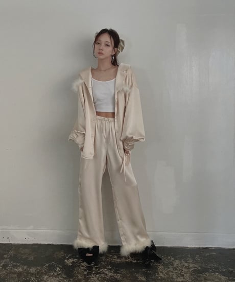 フェザーポケットサテンシャツ / Feather Pocket Satin Shirts