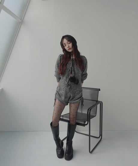 サイドリボンニットショートパンツ /Side Ribbon Knit Short Pants