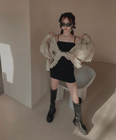 ショルダーリボンボーイフレンドシャツ (キャミワンピセット) / Shoulder Ribbon BoyFriend Shirts
