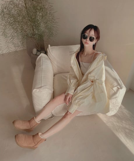 ショルダーリボンボーイフレンドシャツ (キャミワンピセット) / Shoulder Ribbon BoyFriend Shirts