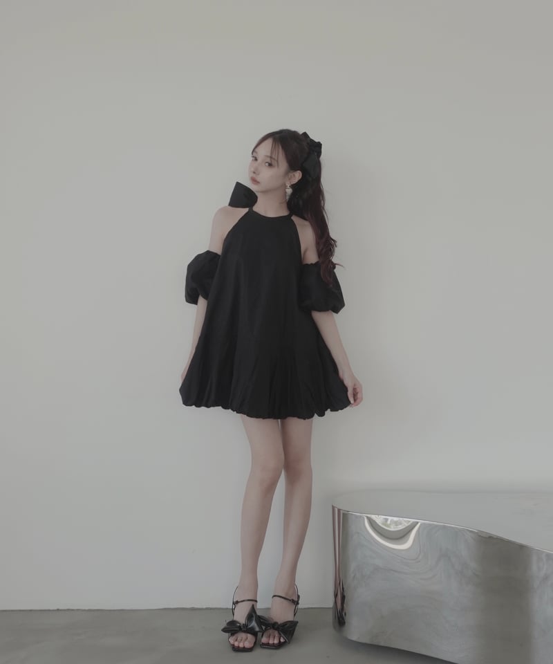 Black】バルーンチュニックワンピース / Balloon Tunic One-Piece