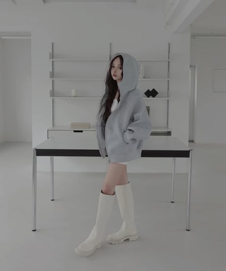 ボンディングダブルジップフーディー / Logo Embroidery Bonding Double Zip Hoodie