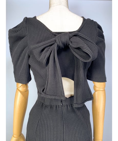 Back Ribbon Rib One-Piece バックリボンリブワンピース