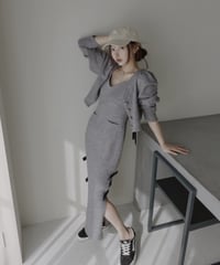 レザーリボンスリットワンピース / Faux Leather ribbon Slit One-Piece