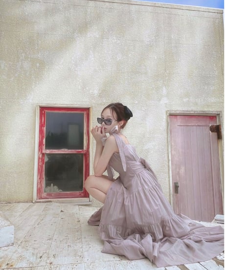 ショルダーリボンサマーロングドレス / Shoulder Ribbon Summer Long Dress
