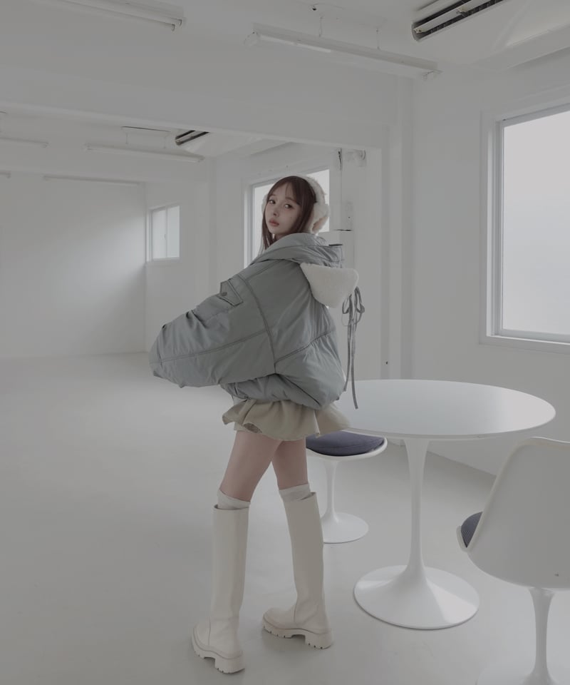 フーデッドナイロンボンバージャケット / Hooded Nylon Bomber Jacket