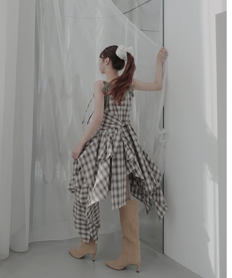 【Mocha】レイヤードチェックワンピース / Layered Check Dress