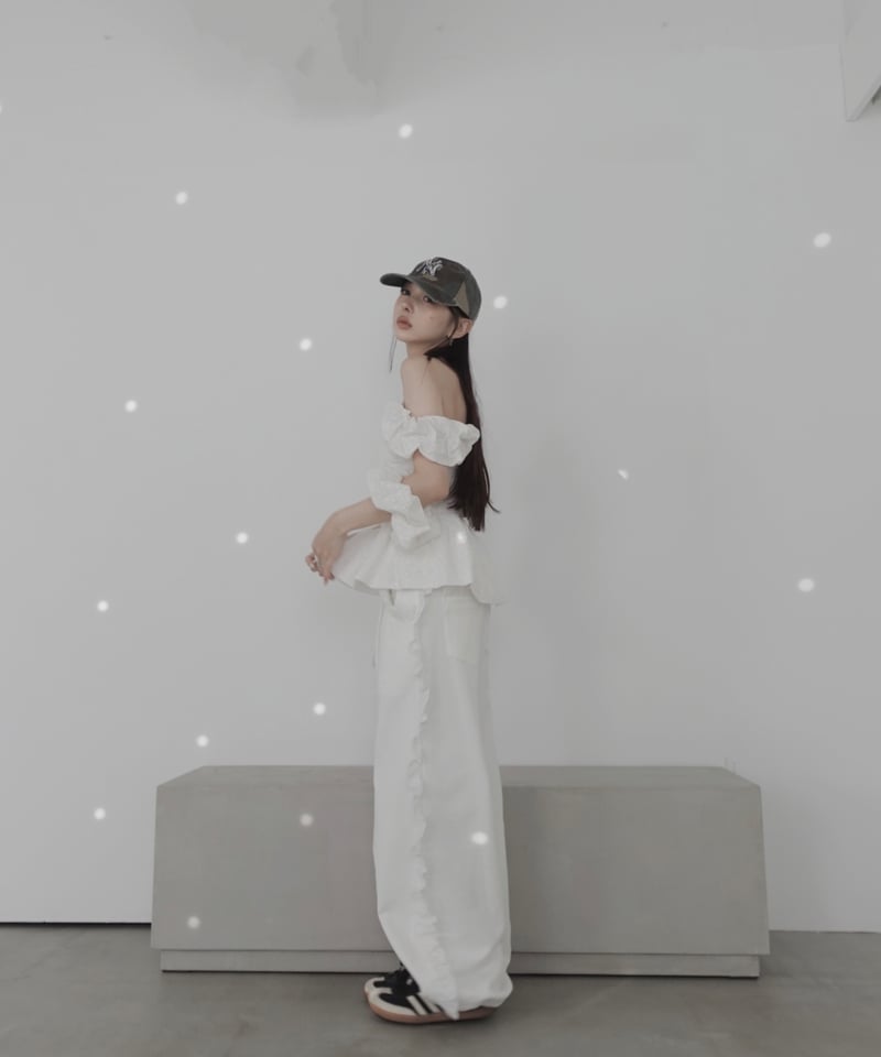 Milk】コットンレーストップ(+ビッグシュシュ）/ CottonLace Top